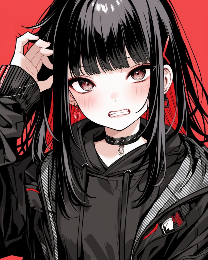 黒髪パーカー女子０