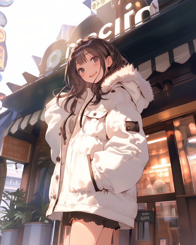 冬のダウンジャケット女子０