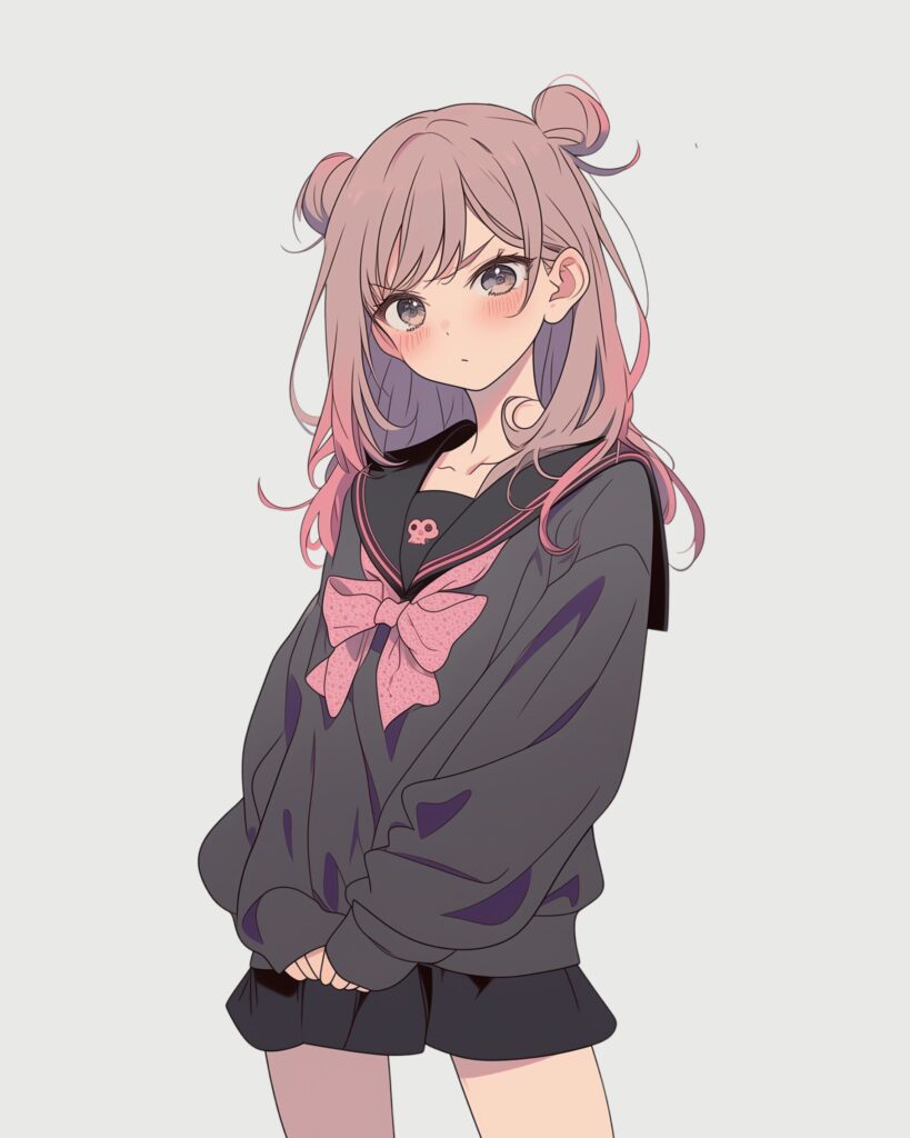 ピンクお団子ヘア女子０