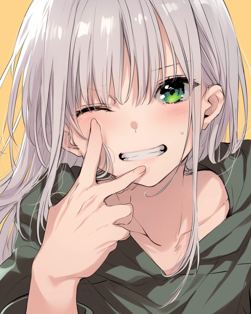 銀髪パーカー女子０