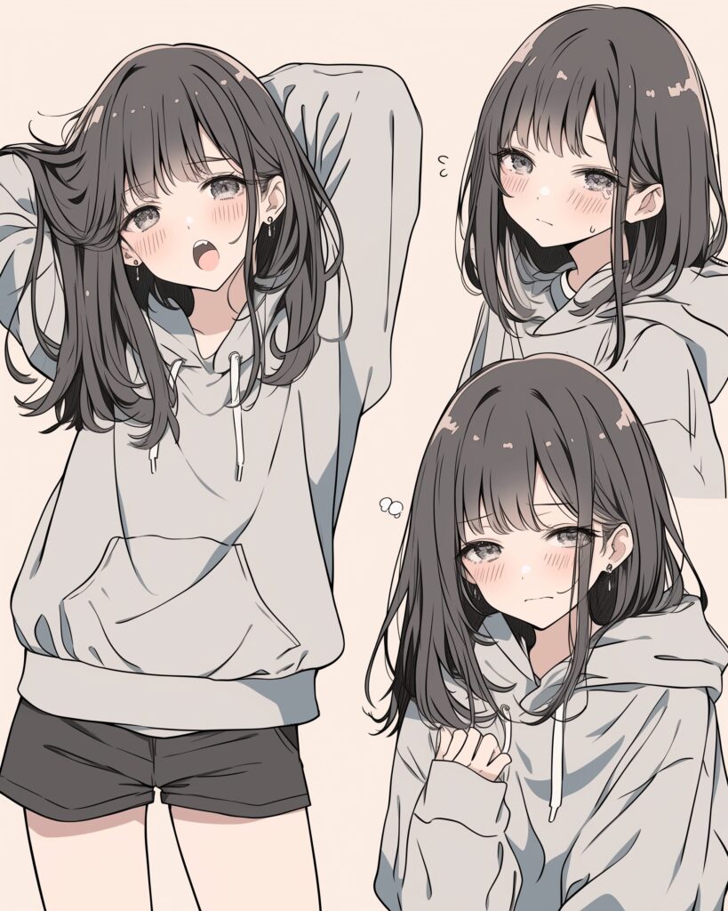 黒髪パーカー女子０