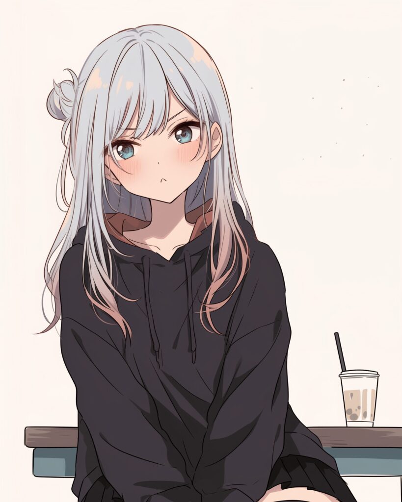 銀髪不満女子１