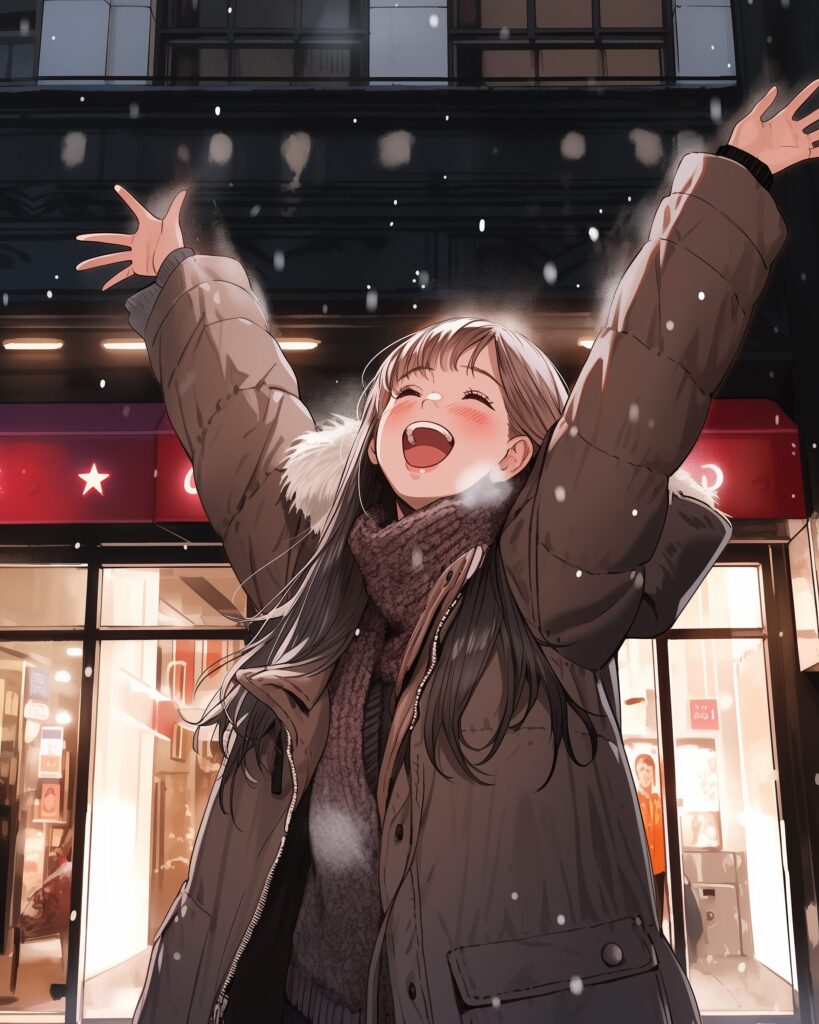 冬のダウンジャケット女子０