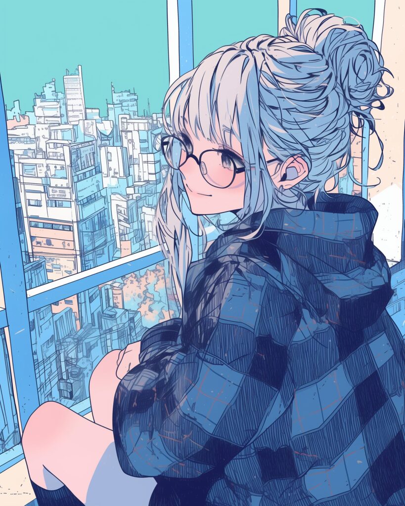 銀髪お団子ヘア女子０