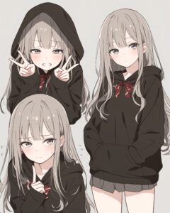 銀髪パーカー女子０
