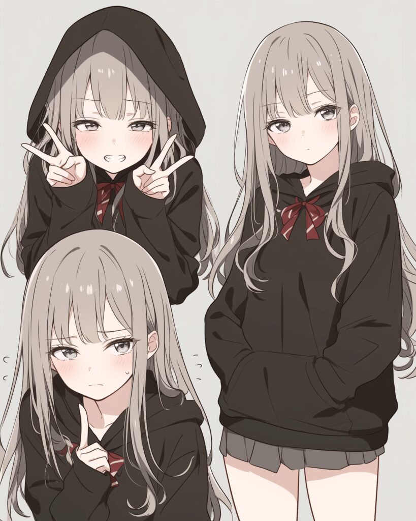 銀髪パーカー女子０