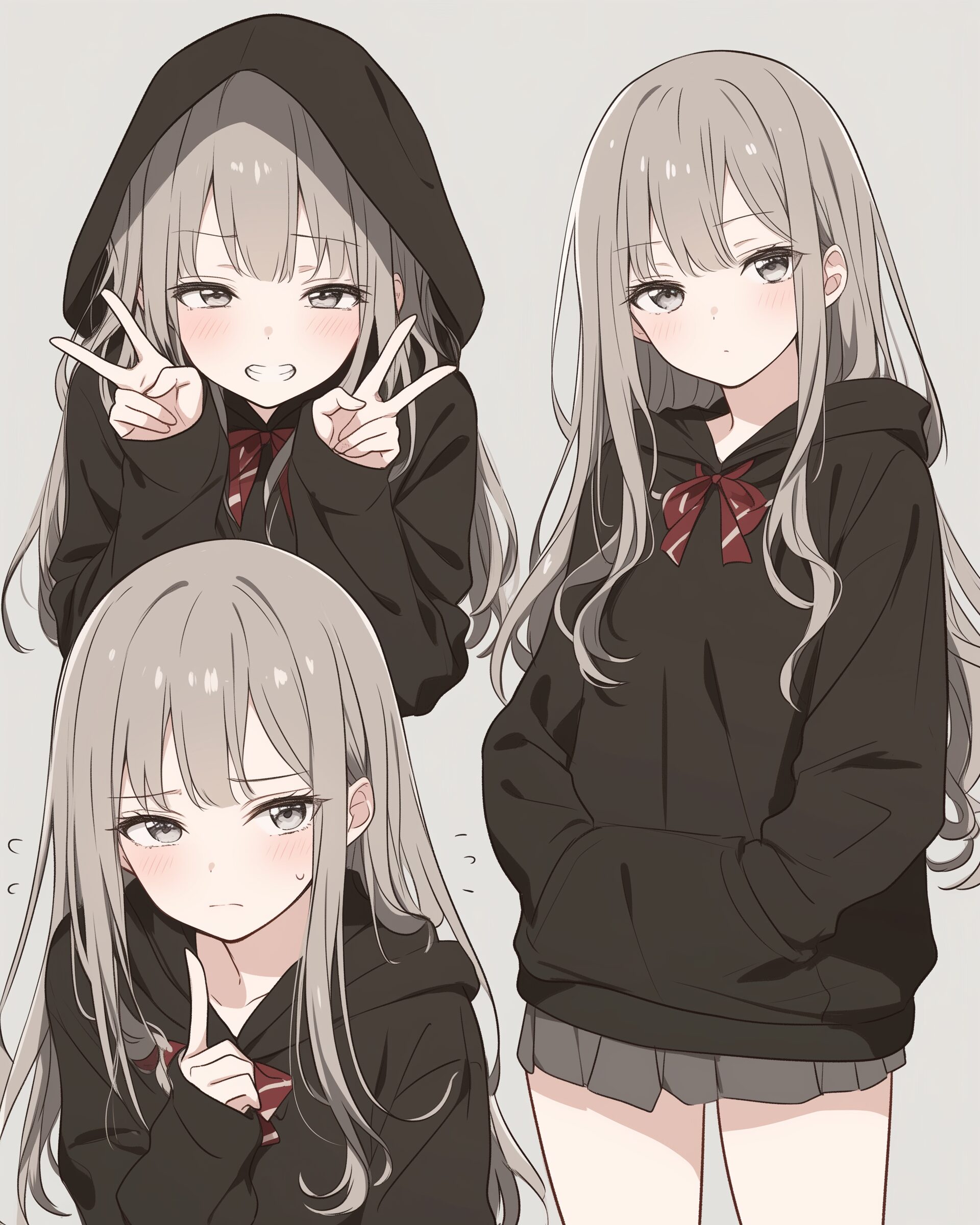 銀髪パーカー女子０