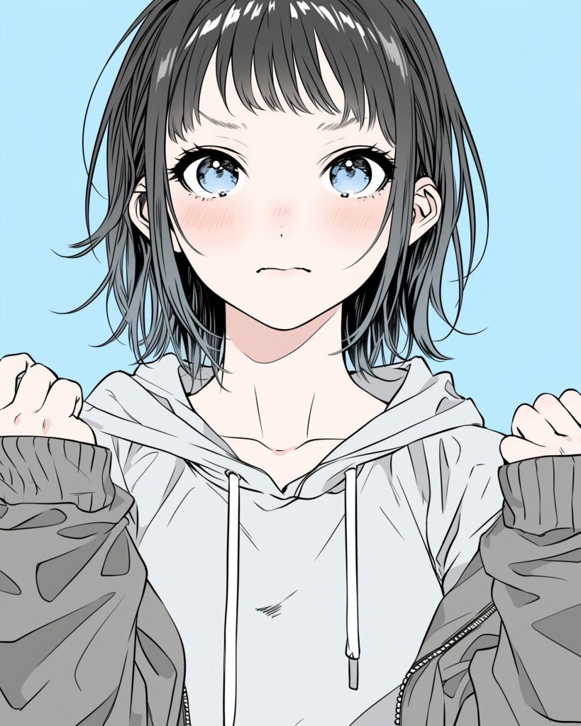 黒髪パーカー女子０