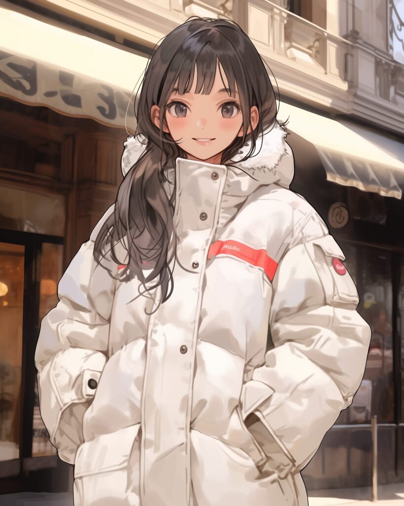 冬のダウンジャケット女子０