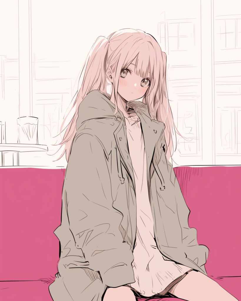 ピンクツインテール女子０