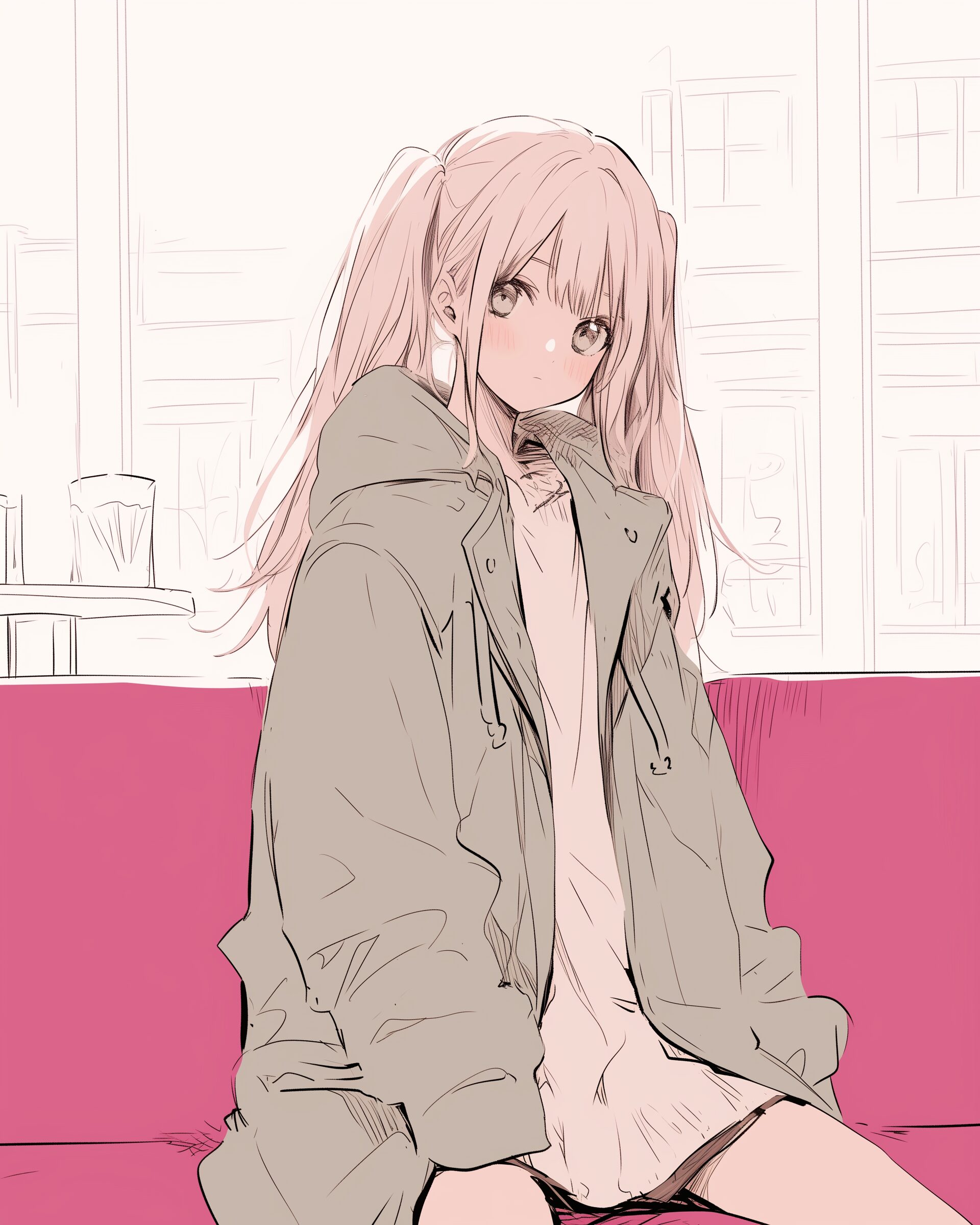 ピンクツインテール女子０