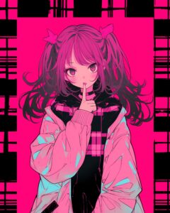 ピンクツインテール女子０