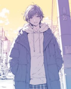 コートを着た男性０