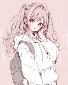 ピンクツインテール女子０
