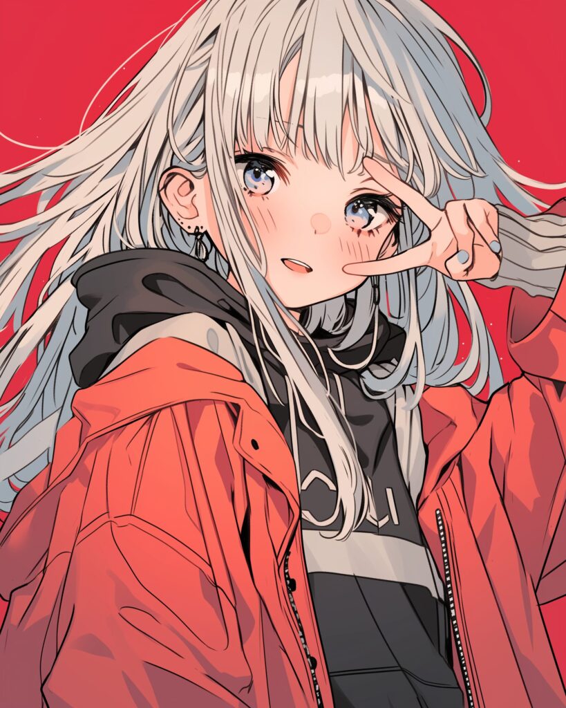 銀髪パーカー女子０