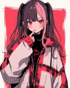 ピンクツインテール女子０