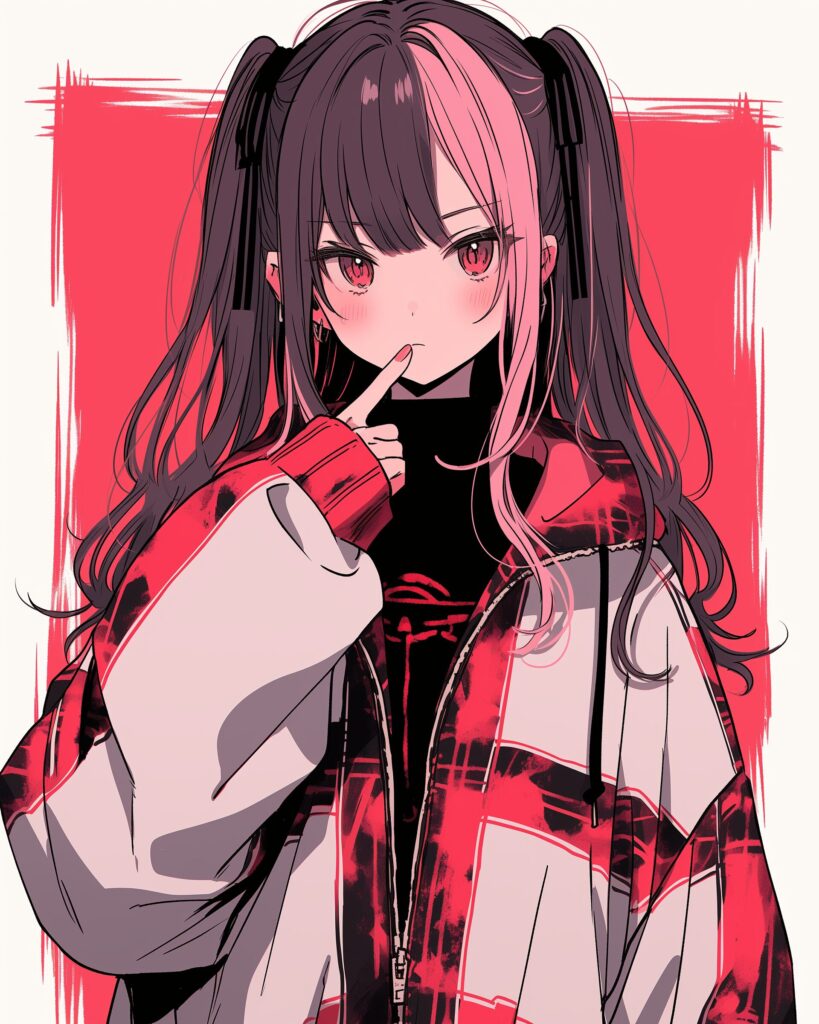 ピンクツインテール女子０