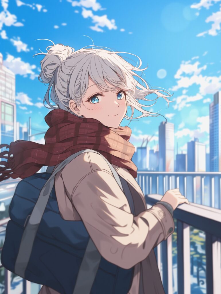 銀髪お団子ヘア女子０