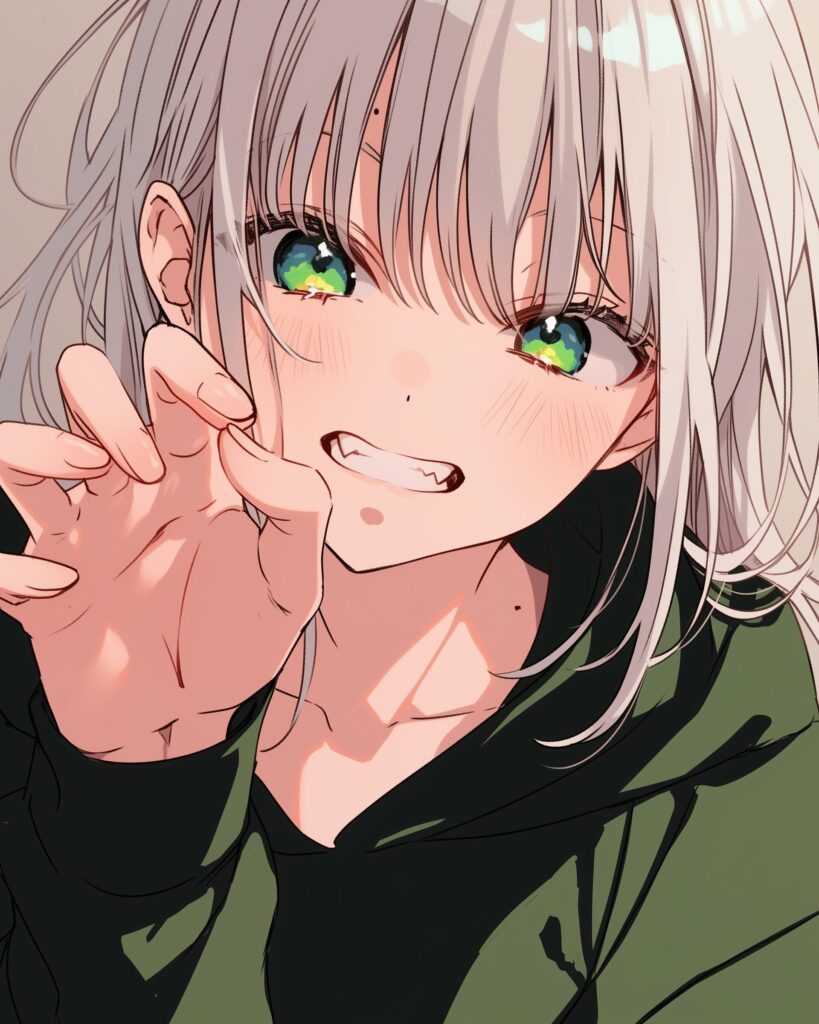 銀髪パーカー女子０