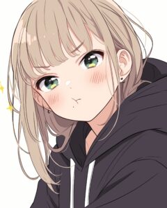 冬ファッションの金髪女子０