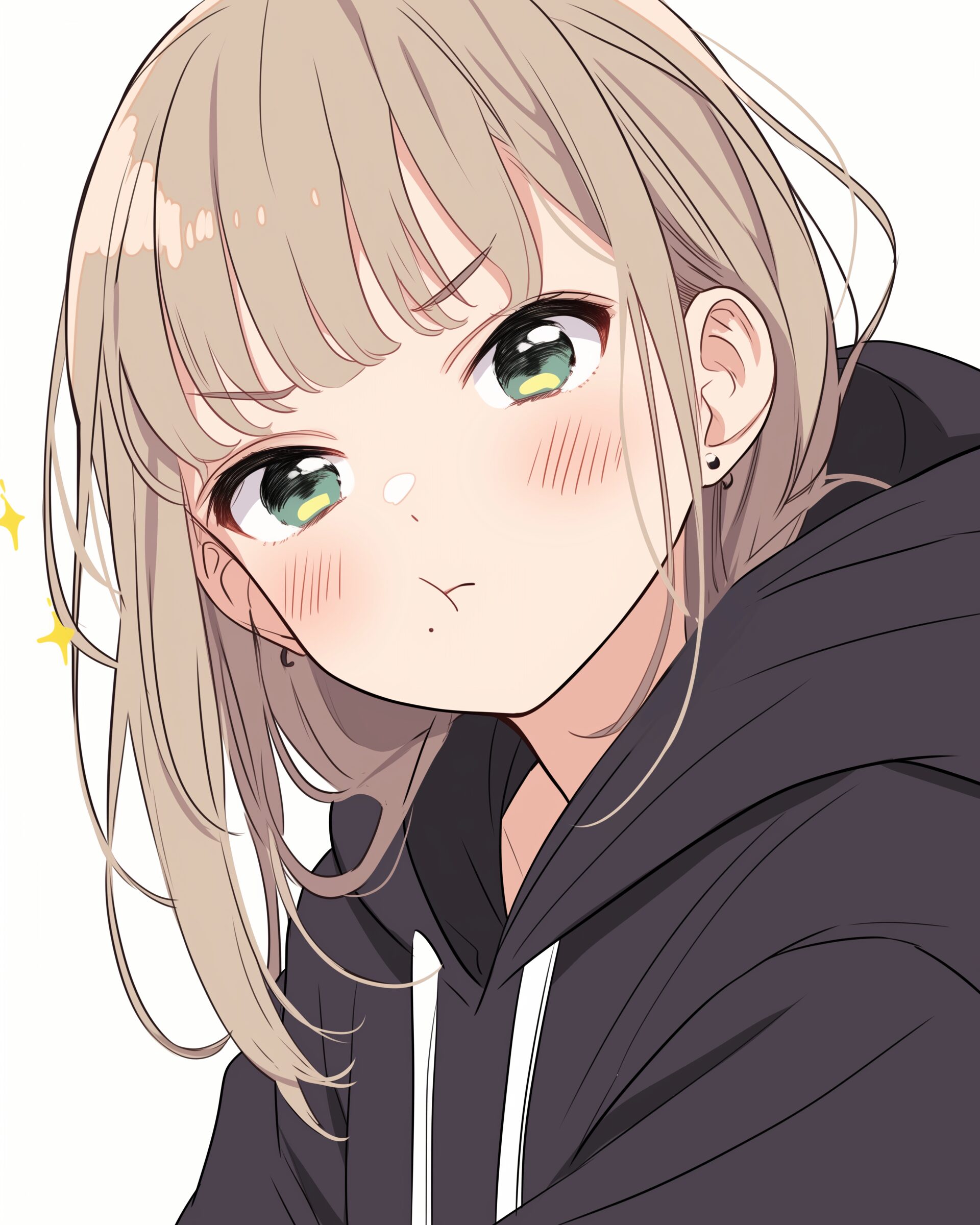 冬ファッションの金髪女子０