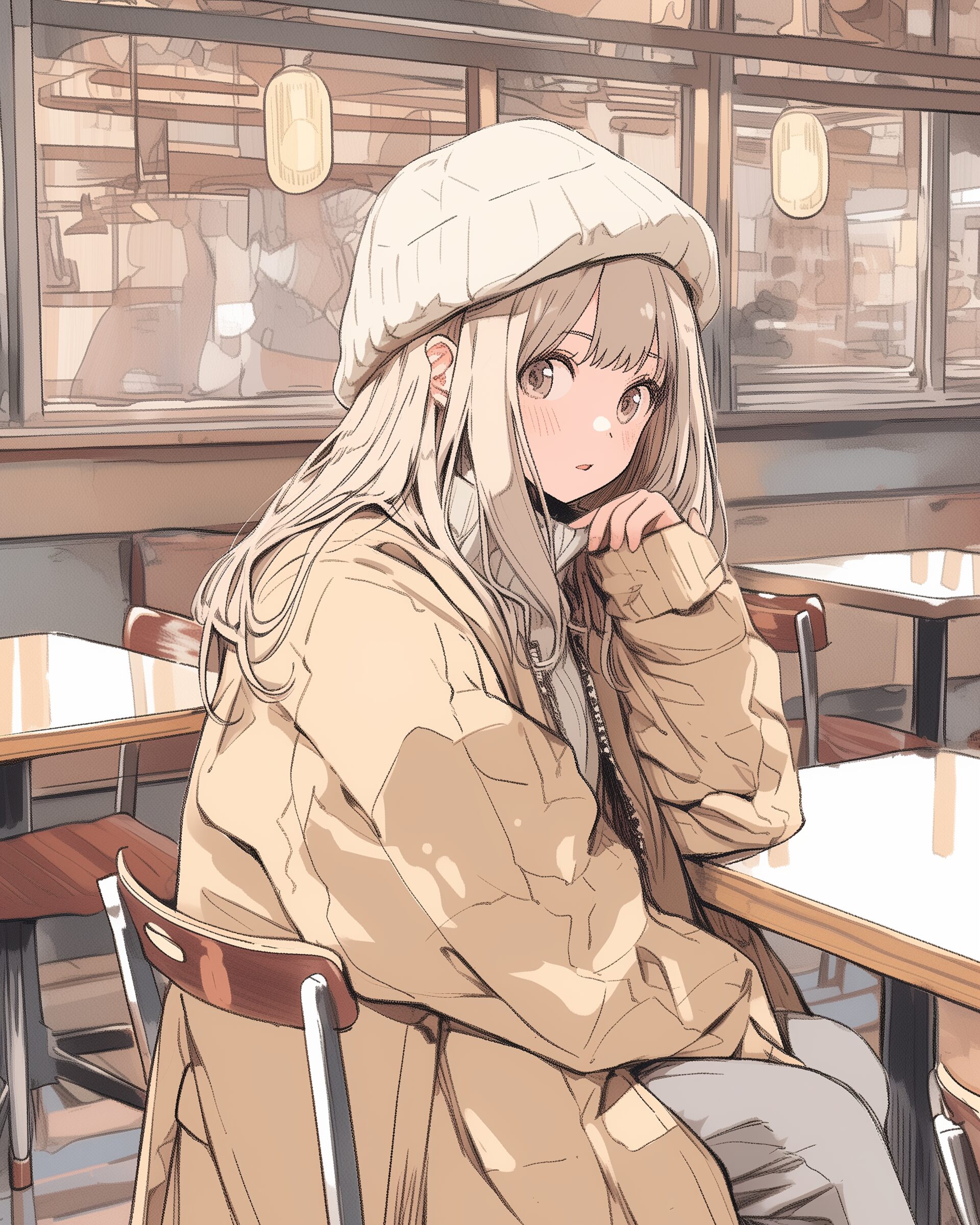 ブラウンパーカー女子０