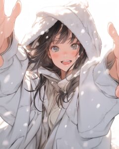 冬のダウンジャケット女子０