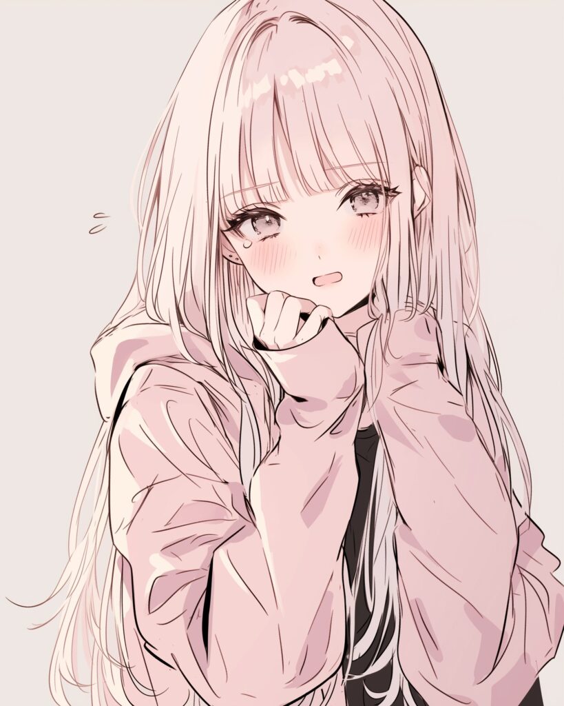 銀髪パーカー女子０