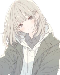 冬ファッションの金髪女子０