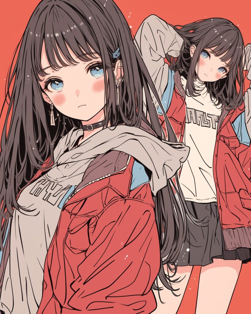 黒髪パーカー女子０