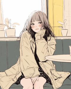 ブラウンパーカー女子０