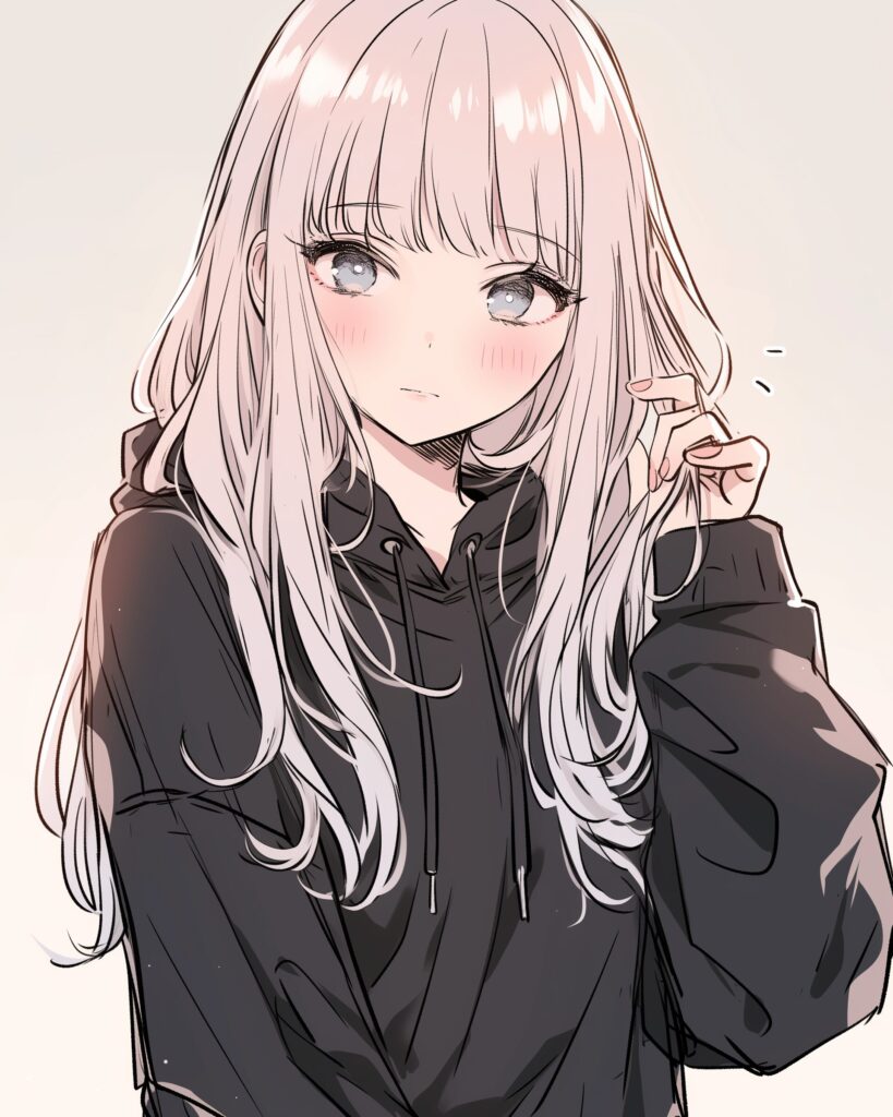 銀髪パーカー女子０