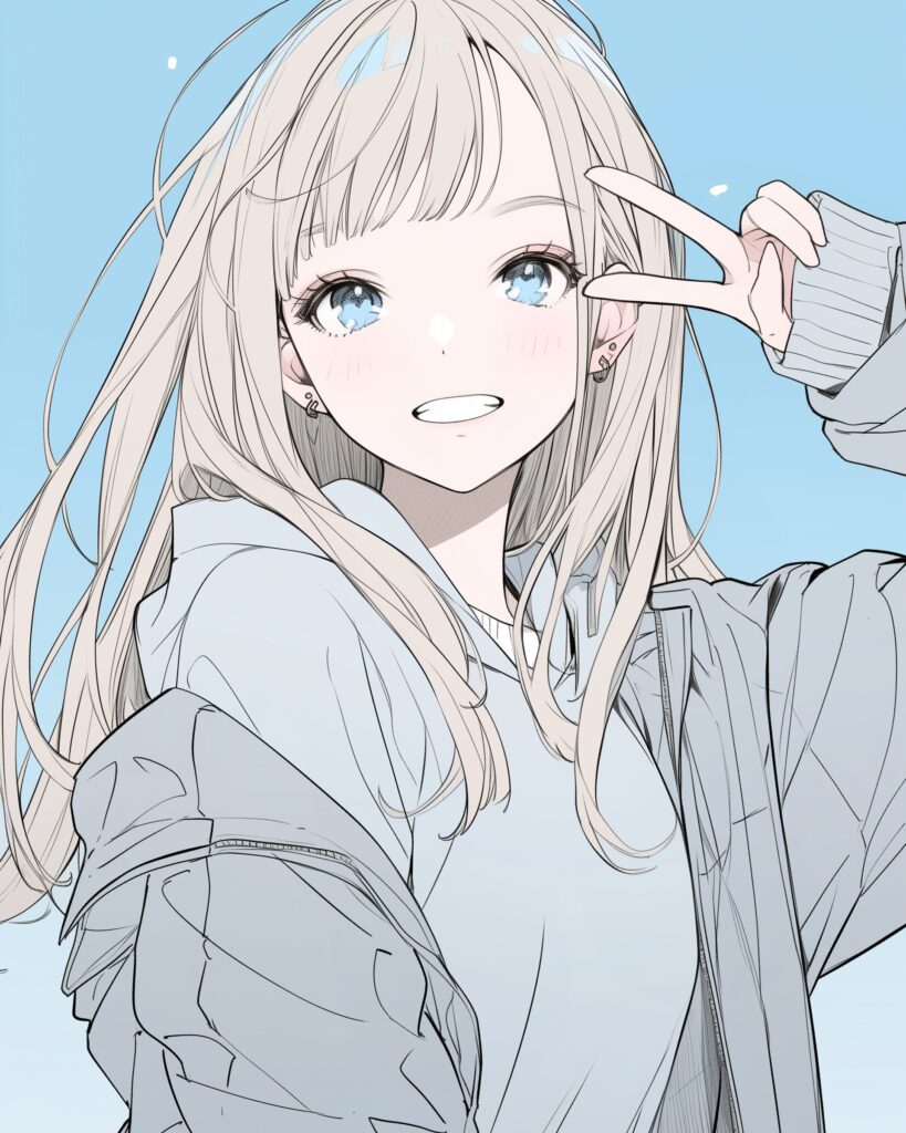 冬ファッションの金髪女子０