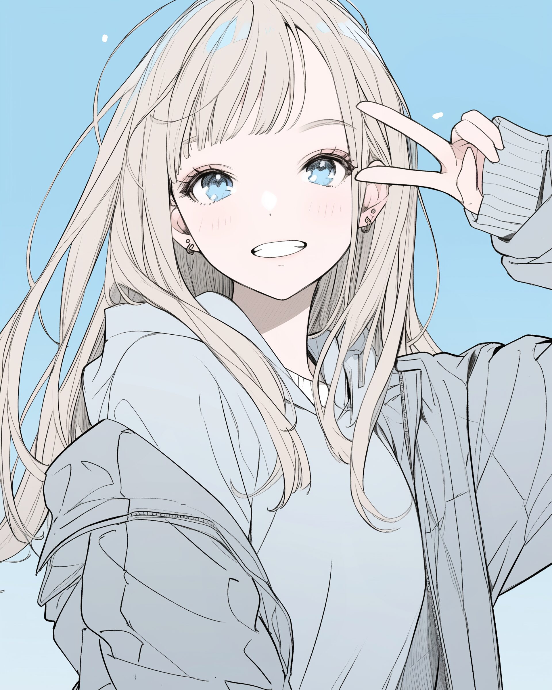 冬ファッションの金髪女子０