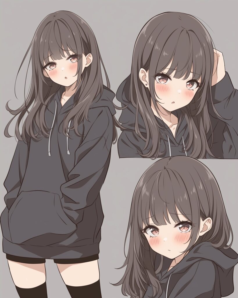 黒髪パーカー女子０