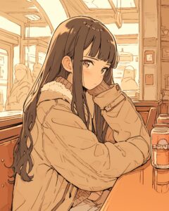 ブラウンパーカー女子０
