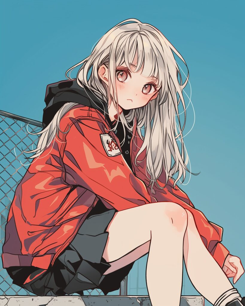 銀髪パーカー女子０