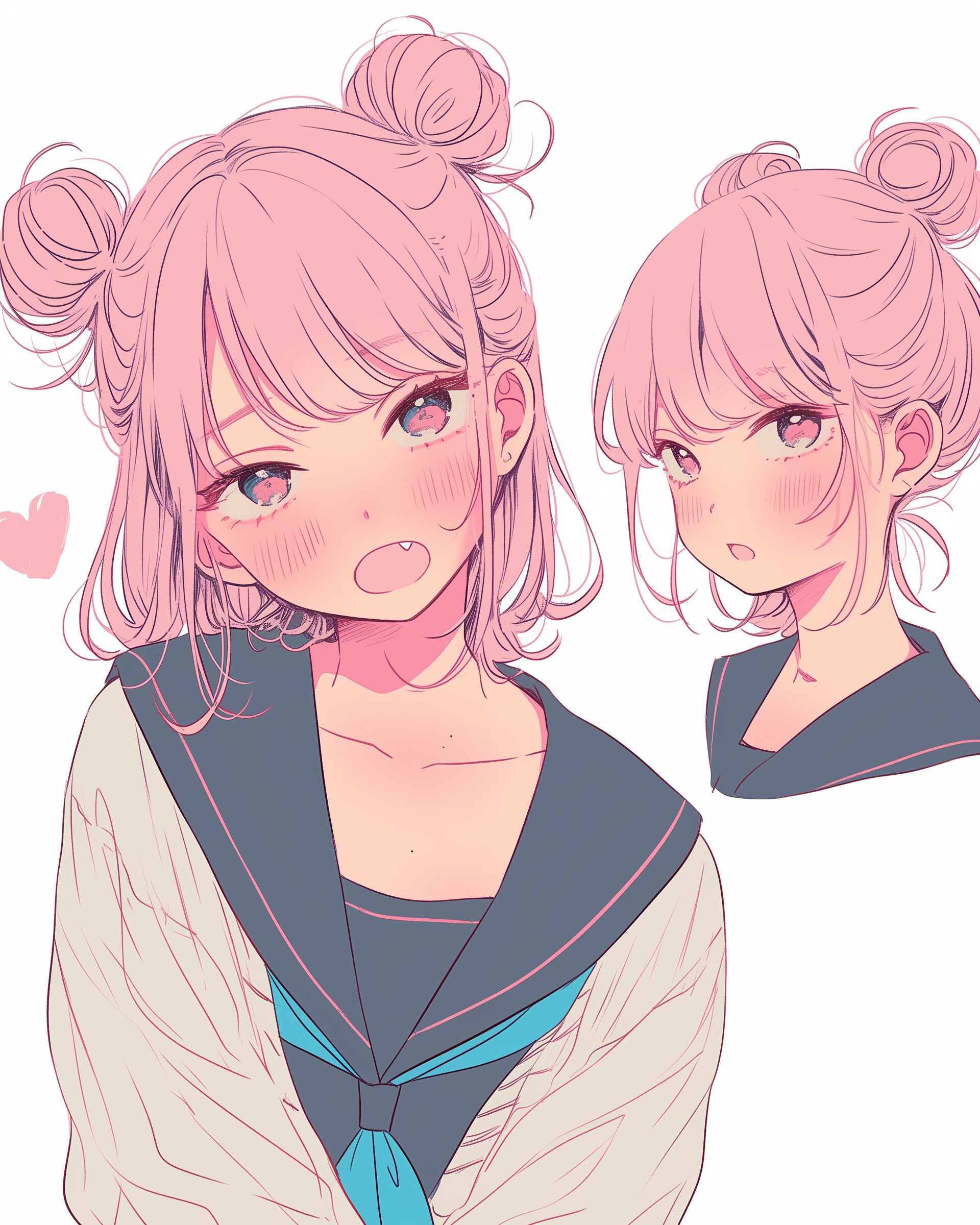 ピンクお団子ヘア女子０