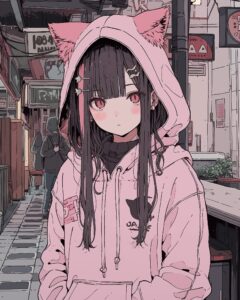ピンクツインテール女子０