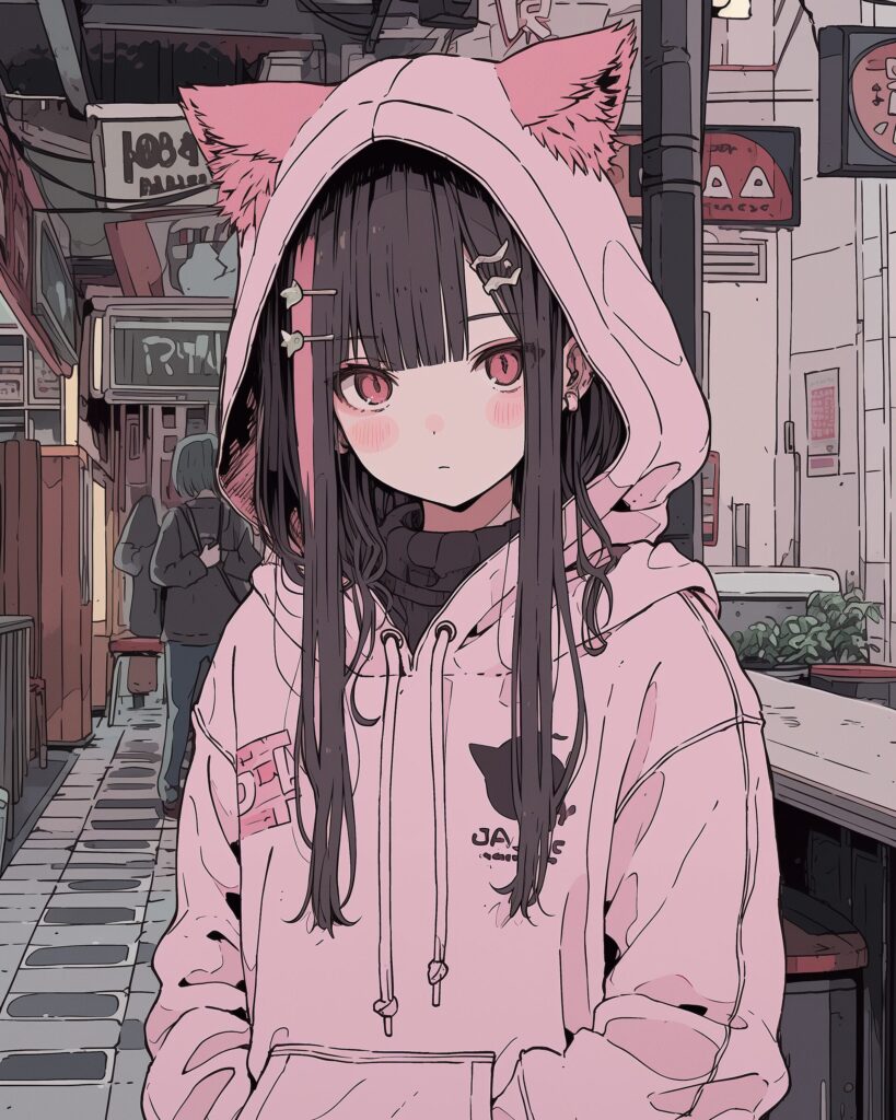 ピンクツインテール女子０