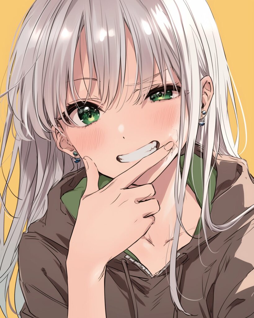 銀髪パーカー女子０