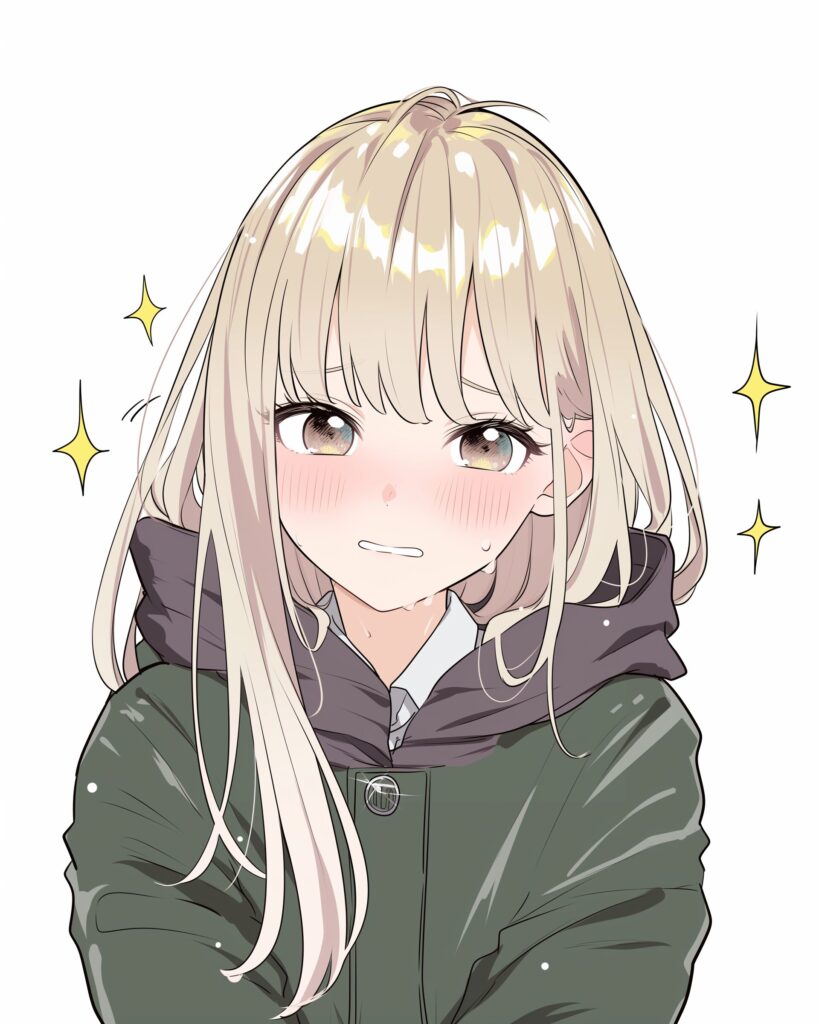 冬ファッションの金髪女子０