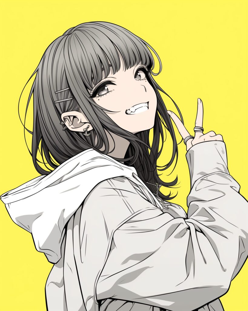 黒髪パーカー女子０