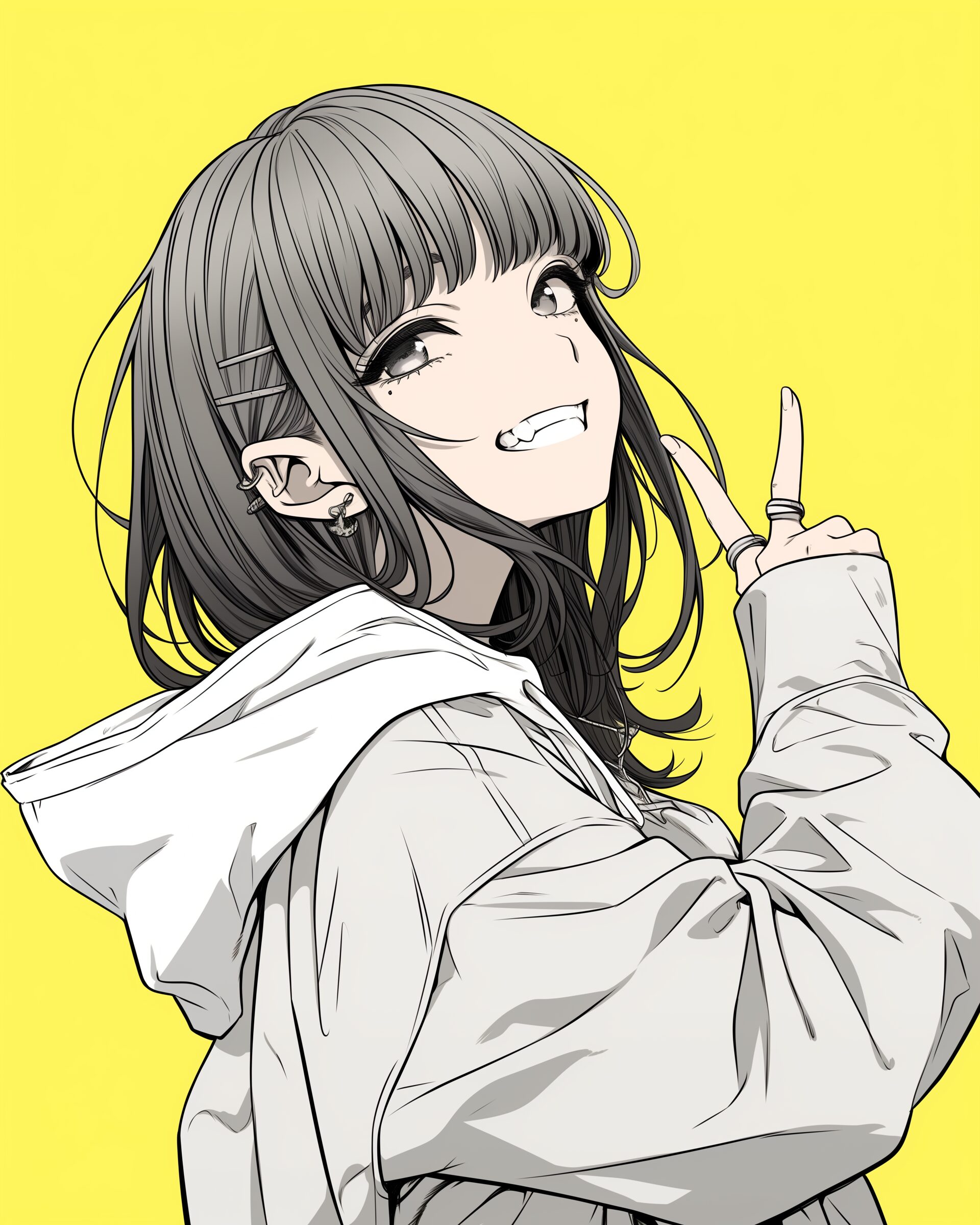 黒髪パーカー女子０