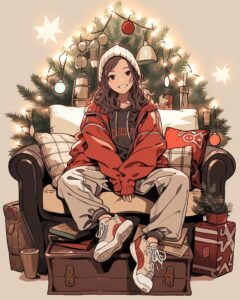 クリスマスの飾り付け女子０