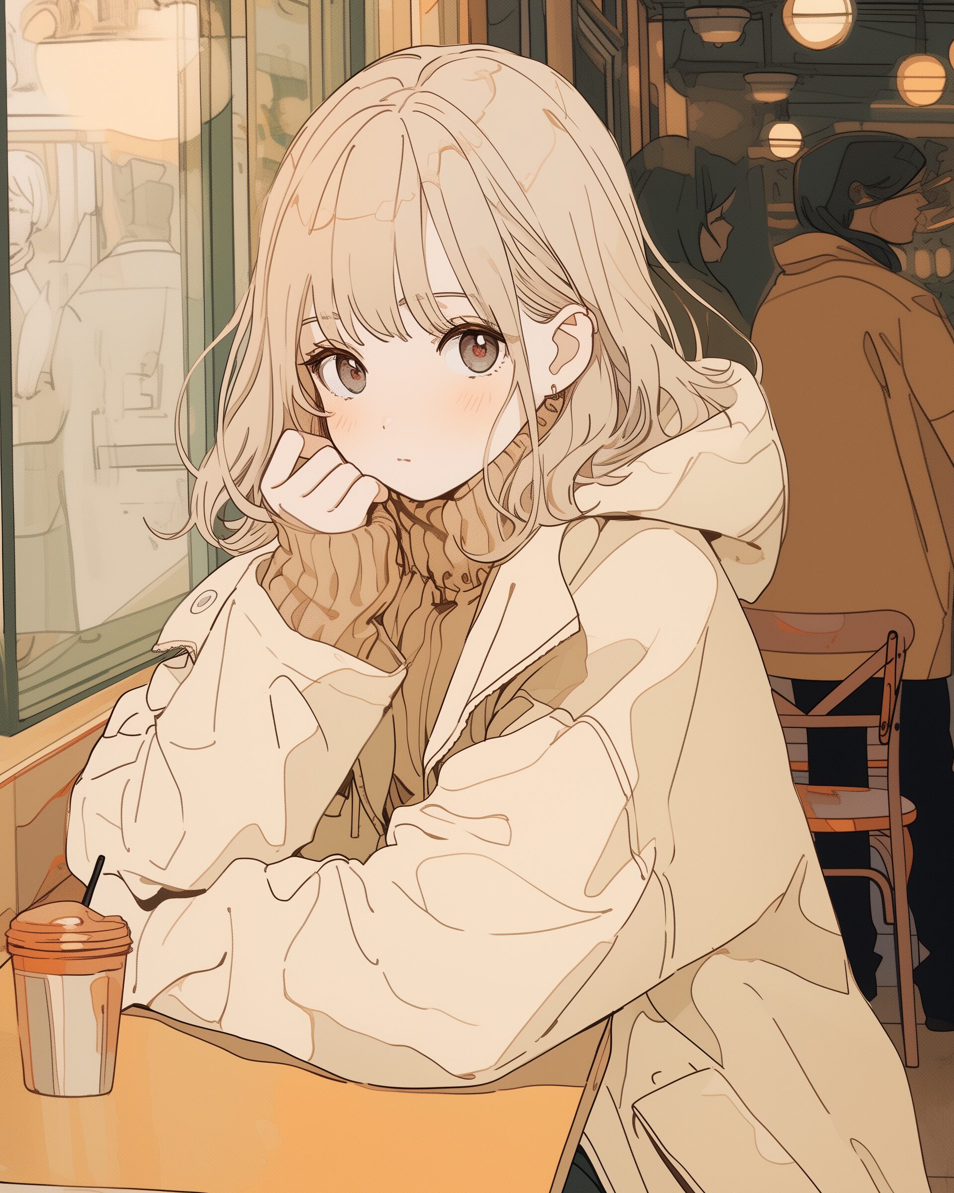 ブラウンパーカー女子０