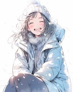冬のダウンジャケット女子０