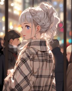銀髪お団子ヘア女子０