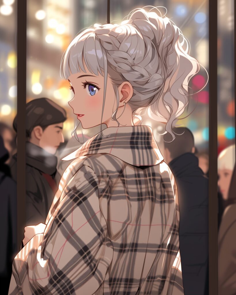 銀髪お団子ヘア女子０