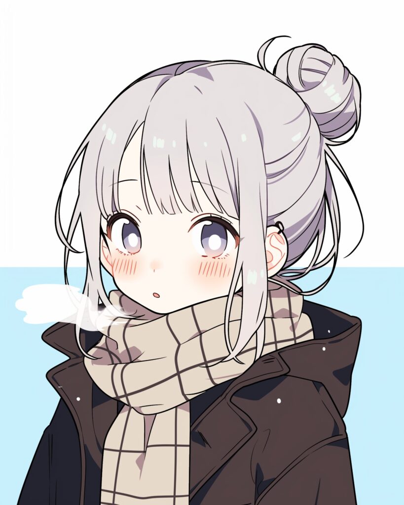 銀髪お団子ヘア女子０